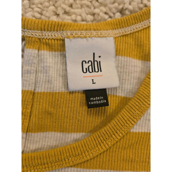 Cabi Women's Yellow White Striped Tank Top Size Large - Picture 4 of 7